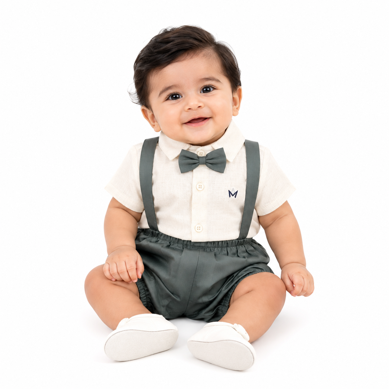 Olive Classic Suspender Romper Set